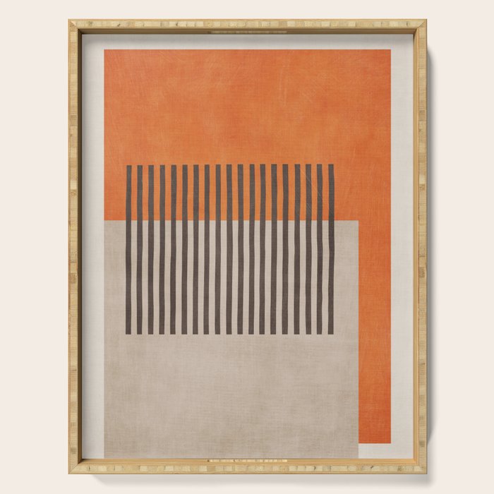 Orange Beige Dark Gray Abstract Geometric Art Serving Tray Gallery Image 1