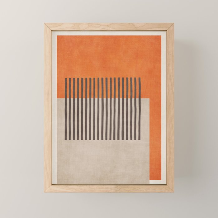 Orange Beige Dark Gray Abstract Geometric Art Mini Art Print Gallery Image 1