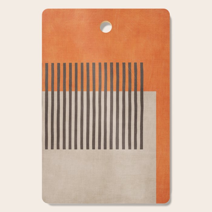 Orange Beige Dark Gray Abstract Geometric Art Cutting Board Gallery Image 1