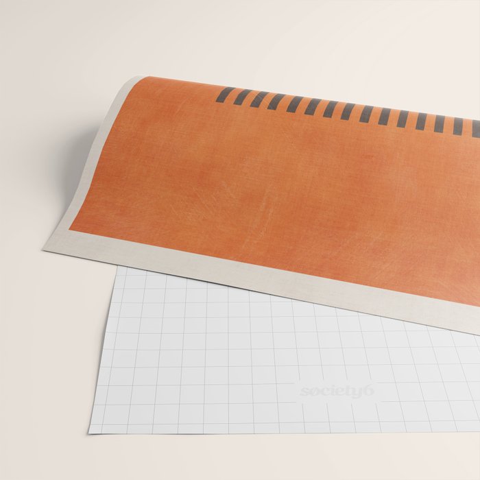 Orange Beige Dark Gray Abstract Geometric Art Wrapping Paper Gallery Image 2
