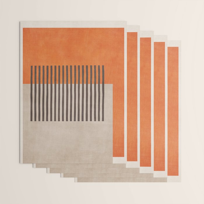 Orange Beige Dark Gray Abstract Geometric Art Wrapping Paper Gallery Image 3