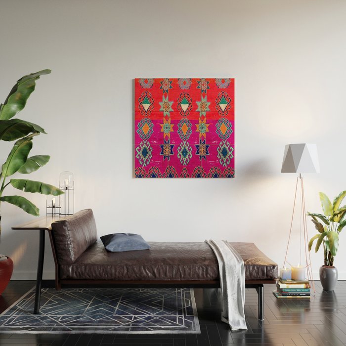 Moroccan Traditional Carpet Artwork Wood Wall Art Gallery Image 2