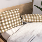 Neutral Tan Gingham Checkered Pattern Pillow Sham Gallery Image 2