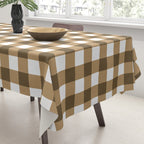 Neutral Tan Gingham Checkered Pattern Tablecloth Gallery Image 3