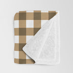 Neutral Tan Gingham Checkered Pattern Throw Blanket Gallery Image 3
