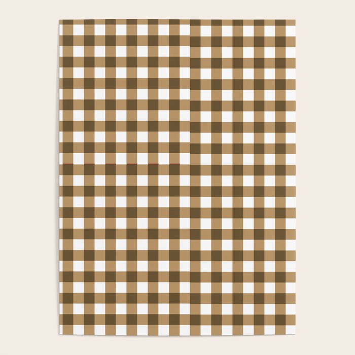 Neutral Tan Gingham Checkered Pattern Poster Gallery Image 4