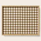 Neutral Tan Gingham Checkered Pattern Serving Tray Gallery Image 1