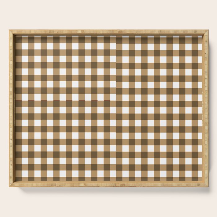 Neutral Tan Gingham Checkered Pattern Serving Tray Gallery Image 1