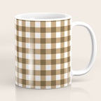 Neutral Tan Gingham Checkered Pattern Coffee Mug Gallery Image 1