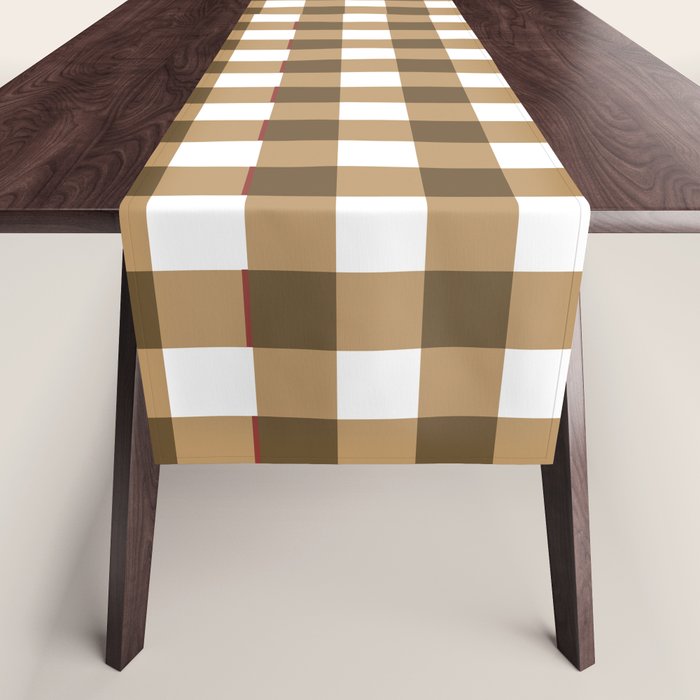 Neutral Tan Gingham Checkered Pattern Table Runner Gallery Image 1