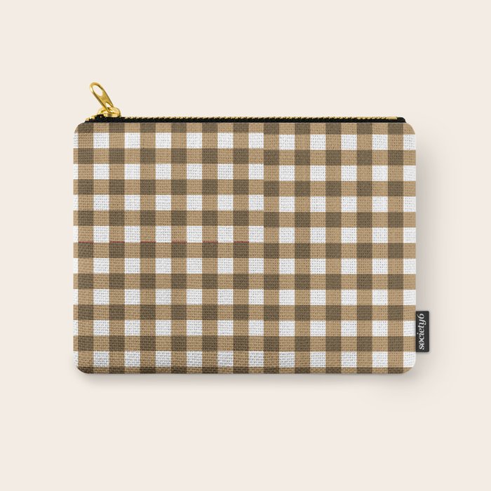 Neutral Tan Gingham Checkered Pattern Carry All Pouch Gallery Image 1