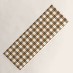 Neutral Tan Gingham Checkered Pattern Yoga Mat Gallery Image 1