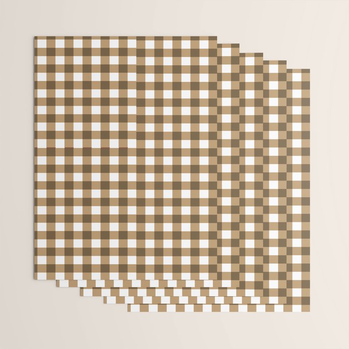 Neutral Tan Gingham Checkered Pattern Wrapping Paper Gallery Image 3