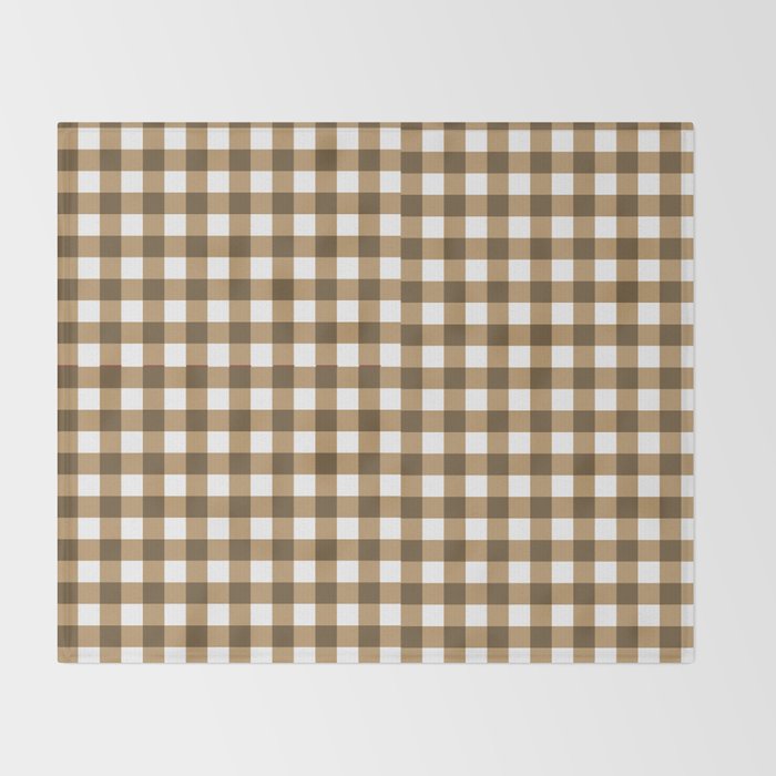 Neutral Tan Gingham Checkered Pattern Throw Blanket Gallery Image 2