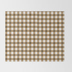 Neutral Tan Gingham Checkered Pattern Throw Blanket Gallery Image 2