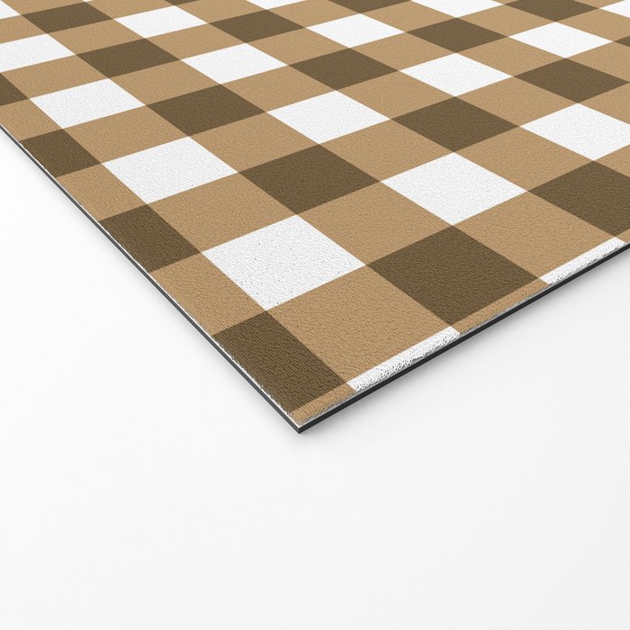 Neutral Tan Gingham Checkered Pattern Welcome Mat Gallery Image 2