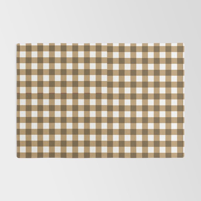 Neutral Tan Gingham Checkered Pattern Rug Gallery Image 2