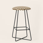 Neutral Tan Gingham Checkered Pattern Stool Gallery Image 1