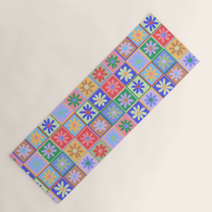 Checkered Flower Pattern  Yoga Mat Gallery Image 1