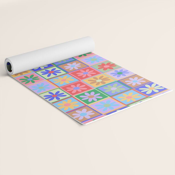 Checkered Flower Pattern  Yoga Mat Gallery Image 2