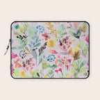 Wild Flowers Meadow Spring Garden Floral Watercolor Pink Laptop Sleeve Gallery Image 1
