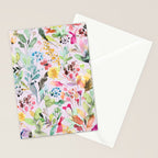 Wild Flowers Meadow Spring Garden Floral Watercolor Pink Stationery Card Gallery Image 2