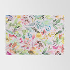 Wild Flowers Meadow Spring Garden Floral Watercolor Pink Rug Gallery Image 2