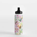 Wild Flowers Meadow Spring Garden Floral Watercolor Pink Water Bottle Gallery Image 2