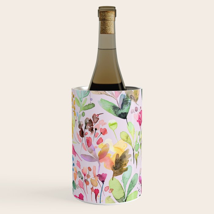 Wild Flowers Meadow Spring Garden Floral Watercolor Pink Wine Chiller Gallery Image 3