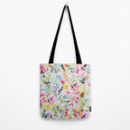 Wild Flowers Meadow Spring Garden Floral Watercolor Pink Tote Bag Gallery Image 2