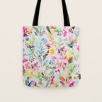 Wild Flowers Meadow Spring Garden Floral Watercolor Pink Tote Bag Gallery Image 1