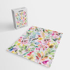 Wild Flowers Meadow Spring Garden Floral Watercolor Pink Jigsaw Puzzle Gallery Image 2
