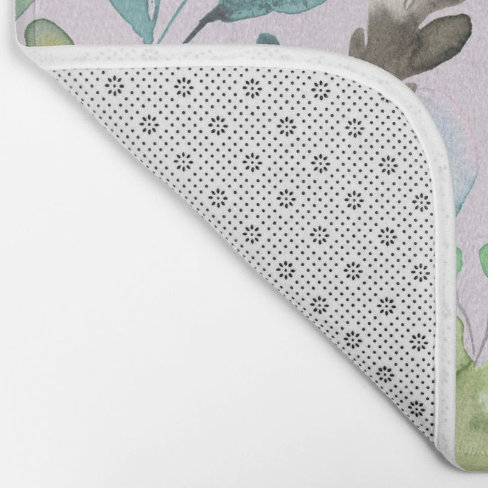 Wild Flowers Meadow Spring Garden Floral Watercolor Pink Bath Mat Gallery Image 2