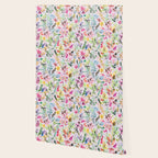 Wild Flowers Meadow Spring Garden Floral Watercolor Pink Wallpaper Gallery Image 2