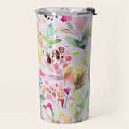 Wild Flowers Meadow Spring Garden Floral Watercolor Pink Travel Mug Gallery Image 2