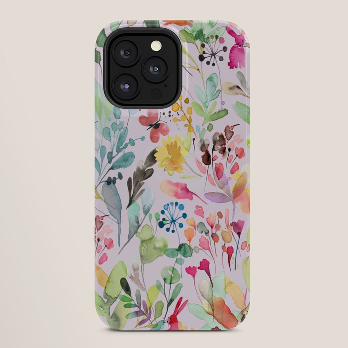 Wild Flowers Meadow Spring Garden Floral Watercolor Pink iPhone Case Gallery Image 28