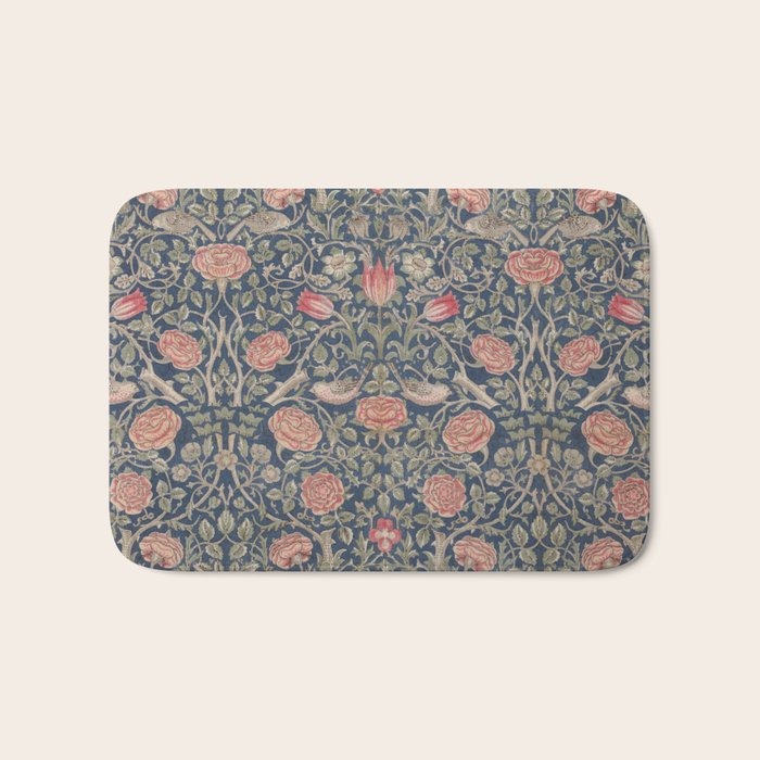William Morris Tudor Rose Vintage Floral Bath Mat Gallery Image 1