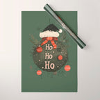 Festive Ho Ho Ho Bauble Green  Wrapping Paper Gallery Image 1