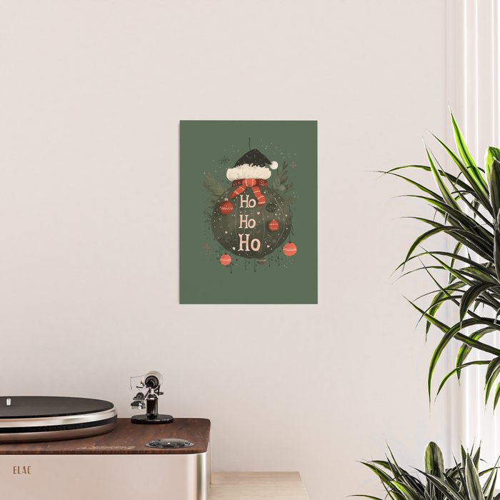 Festive Ho Ho Ho Bauble Green  Poster Gallery Image 2