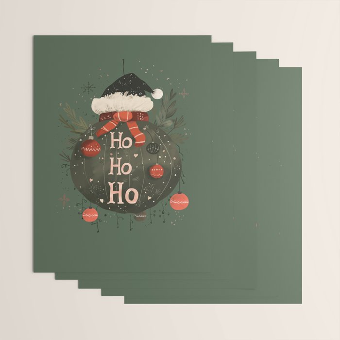 Festive Ho Ho Ho Bauble Green  Wrapping Paper Gallery Image 3