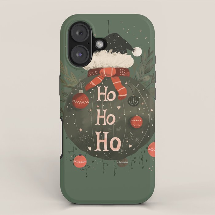 Festive Ho Ho Ho Bauble Green  iPhone Case Gallery Image 1