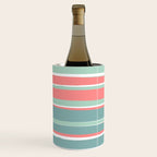 Festive, Abstract, Colorful Stripes, Coral and Teal Green Wine Chiller Gallery Image 3