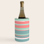 Festive, Abstract, Colorful Stripes, Coral and Teal Green Wine Chiller Gallery Image 2