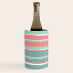 Festive, Abstract, Colorful Stripes, Coral and Teal Green Wine Chiller Gallery Image 1