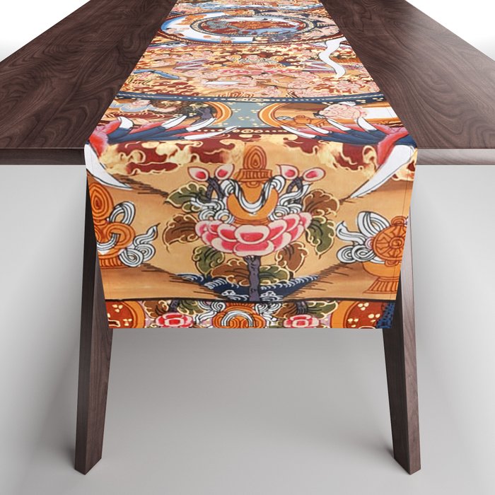 Tibetan Buddhist Samsara Dharma Wheel Table Runner Gallery Image 1