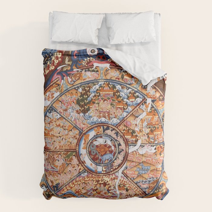 Tibetan Buddhist Samsara Dharma Wheel Comforter Gallery Image 6
