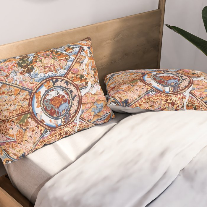 Tibetan Buddhist Samsara Dharma Wheel Pillow Sham Gallery Image 2