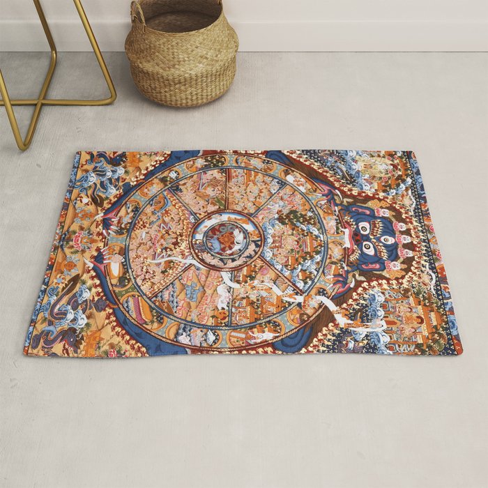 Tibetan Buddhist Samsara Dharma Wheel Rug Gallery Image 1