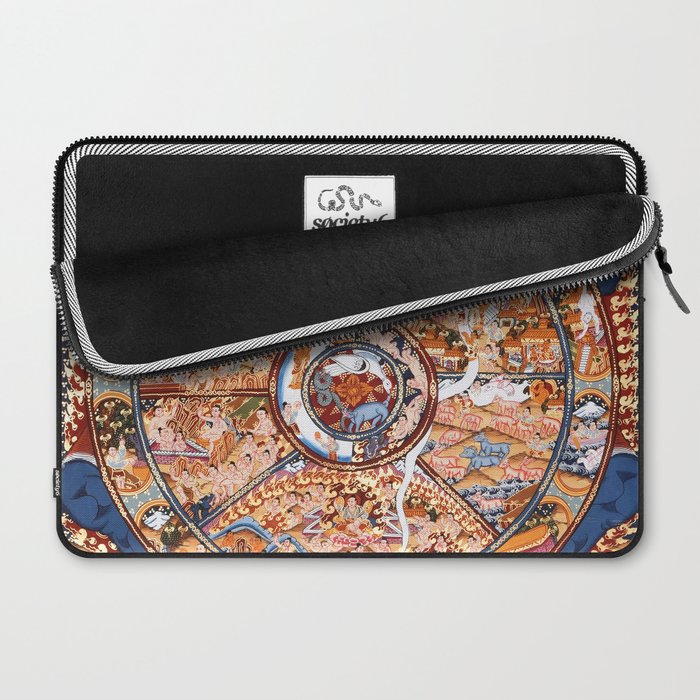 Tibetan Buddhist Samsara Dharma Wheel Laptop Sleeve Gallery Image 2