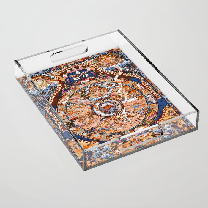 Tibetan Buddhist Samsara Dharma Wheel Acrylic Tray Gallery Image 1